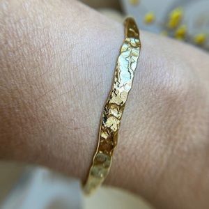 Gold Filled Hammered Cuff Bangle Bracelet